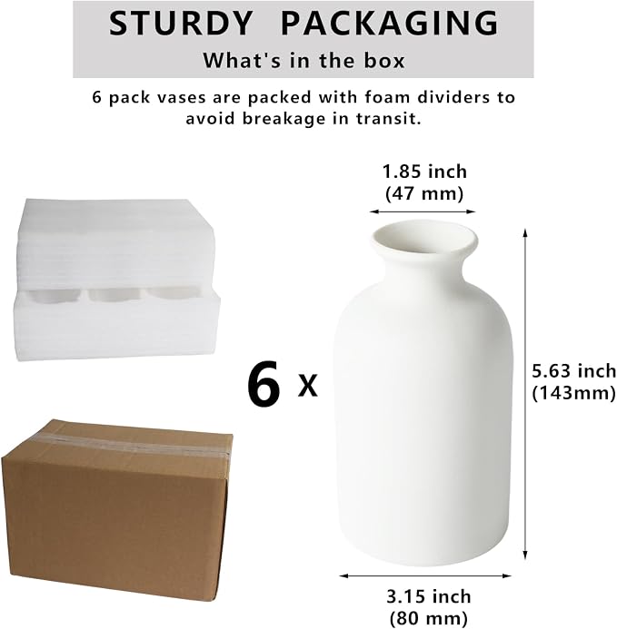 YANLING 6 Pcs White Vase Ceramic Vases - Image 2