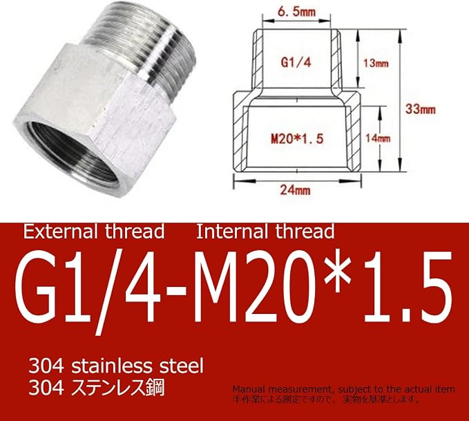 304 Stainless Steel Hex Adapter, G to Metric M Thread Reducer, 1/2-3/4 3/8-1/2 - Image 2