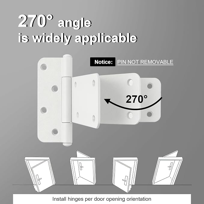 4 Pack 6" Door Hinges, 280 Lbs Capacity Heavy Duty Gate Hinges | Matte white - Image 5