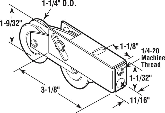 Prime-Line D 1735 Roller Assembly, 1-1/4 in. Tandem Wheels, Concave Edge - Image 2