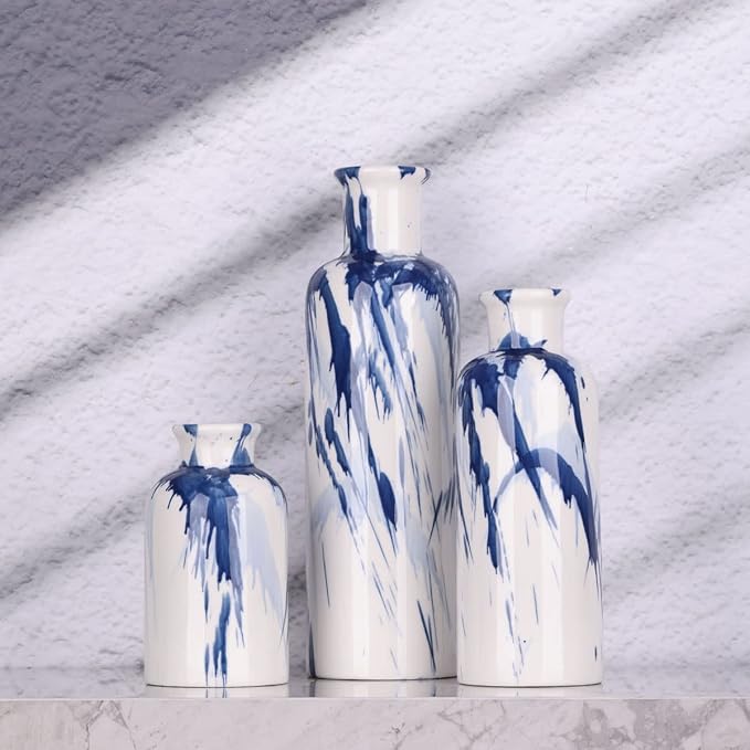 Blue Ceramic Vase Set - Image 3