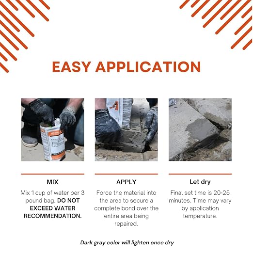 Rapid Patch Moldable Concrete Repair, 3 Pound Bag | Quick Fix Concrete Patch - Image 4