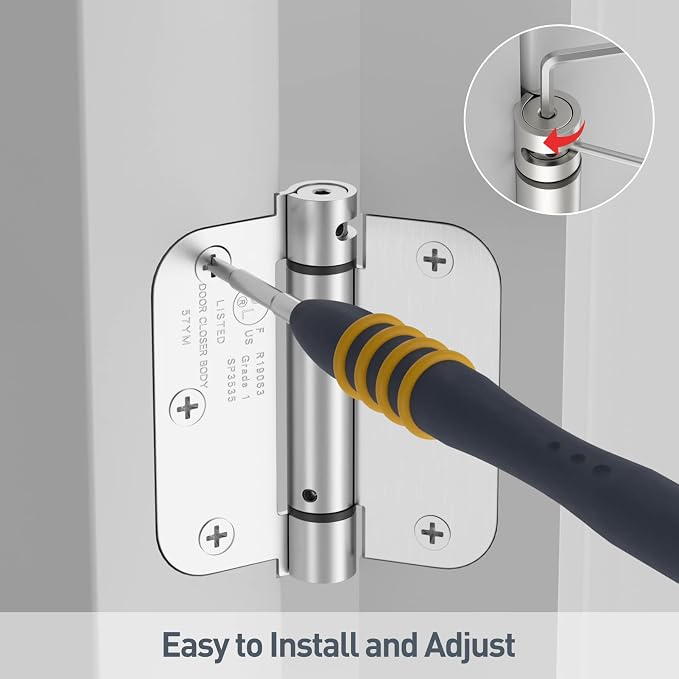 HOSOM 3 Pack Self Closing Door Hinges - Image 5