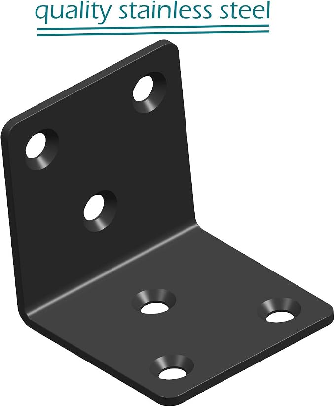 Black Stainless Steel Shelf Bracket, Joint Right Angle Bracket, L Shape Heavy - Image 3