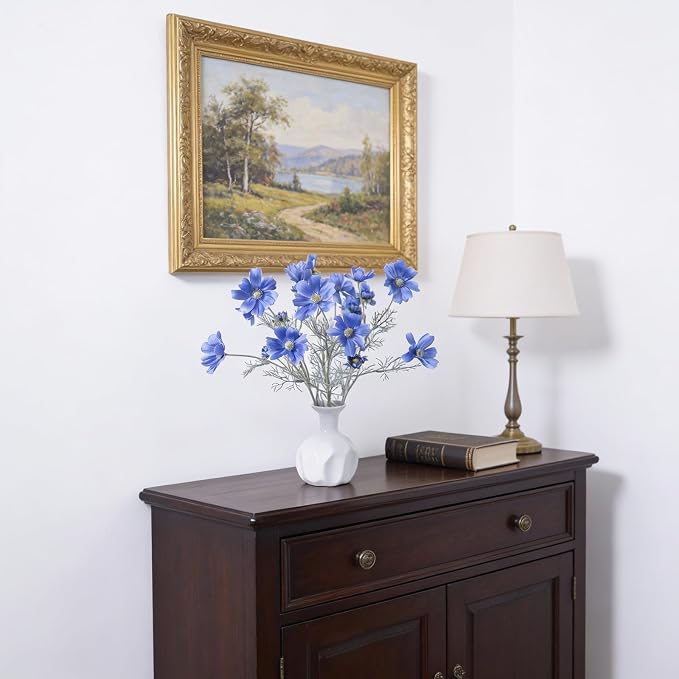4 Pcs Deep Blue 24" Tall Artificial Cosmos Flowers - Image 6