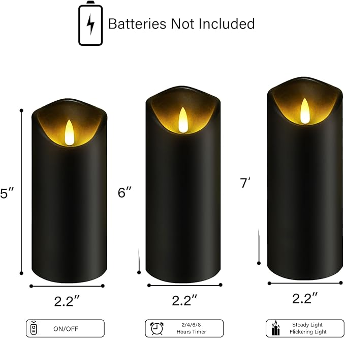 kakoya Flickering Flameless Candles, Battery Operated Plastic LED Pillar Candles - Image 5