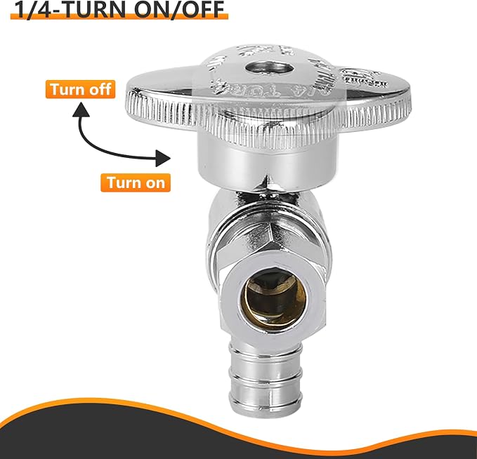 20PC HeSun 1/2" PEX-B Crimp x 3/8" OD Compression Angle Stop Valve | 1/4 Turn - Image 5