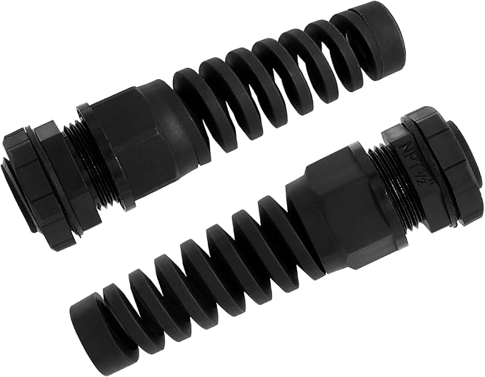 2Pcs NPT 1/2" Black Cable Gland, 7-12mm Cable Range | IP68 Waterproof, Nylon by LifCratms