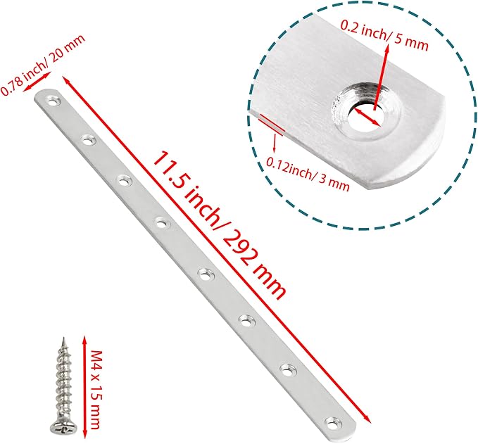 11.5 Inch Stainless Steel Straight Brace, Flat Straight Support, Repair Fixed - Image 2