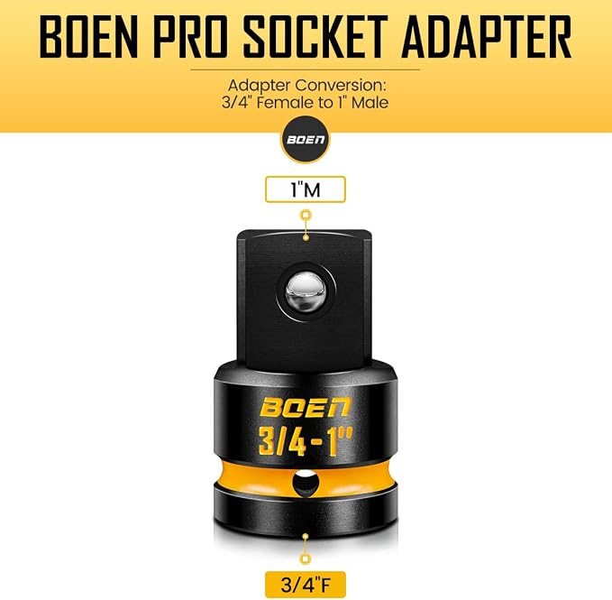 BOEN PRO 3/4"F to 1"M Impact Socket Adapter, Impact Driver Conversions - Image 2