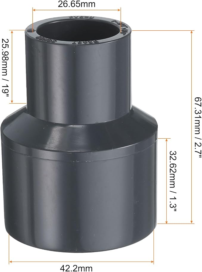 HARFINGTON PVC Reducing Coupling 1-1/4 x 3/4" Increaser/Reducer Coupling Pipe - Image 2