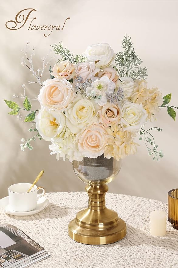 Artificial Flowers Combo White Flowers Mix Silk Flowers Dahlia Roses - Image 5