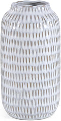 Ceramic Vase for Flowers – Modern Small Ribbed Textured Flower Vase for Home by RIKBVOM