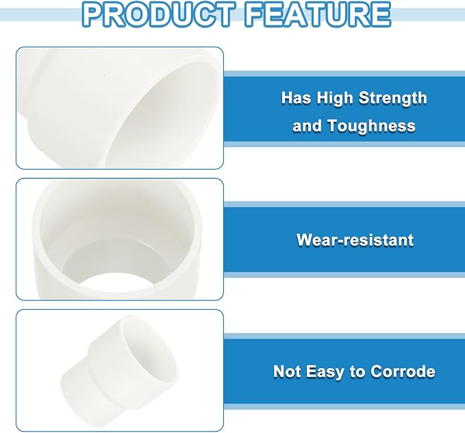 uxcell 2pcs UPVC Reducer Pipe Fitting, 40x50mm PVC Straight Pipe Coupling - Image 3