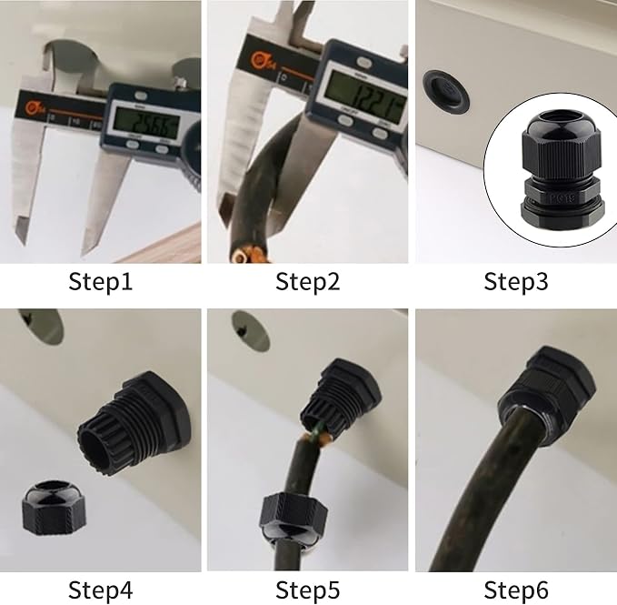 Cable Gland Waterproof, LISTENJIALE 50 pcs Adjustable 3-16mm Waterproof Cable - Image 5