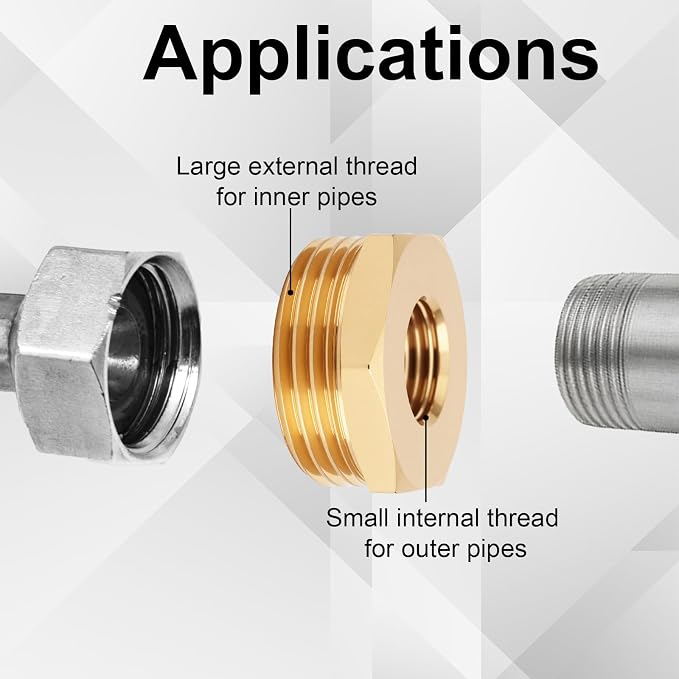 2pcs Brass Reducer Hex Bushing, 3/4" NPT Male to 1/4" NPT Female Adapter | - Image 6