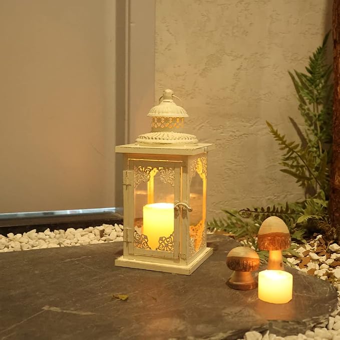 NEEDOMO Large Lanterns Decorative Indoor, Metal Candle Holder Lantern Rustic - Image 4