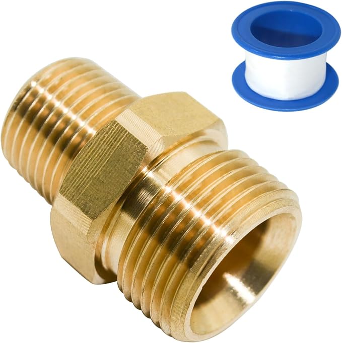 2 Pcs Brass M22 14mm Male to 3/8 Inch NPT Male Hose Adapter Kit | Rated 4500PSI - Image 6
