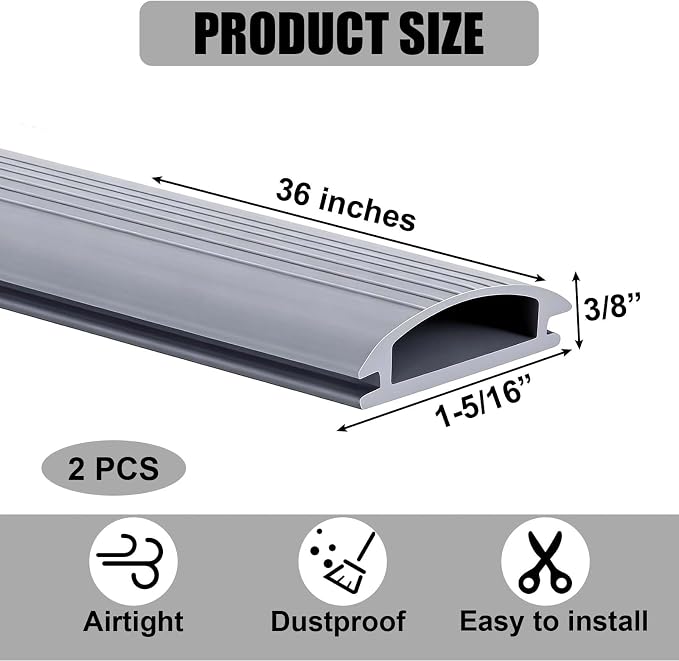 Under Door Bottom Seal Strip, Bryxium 2 Pcs 36 Inch Vinyl Threshold | Exterior - Image 2