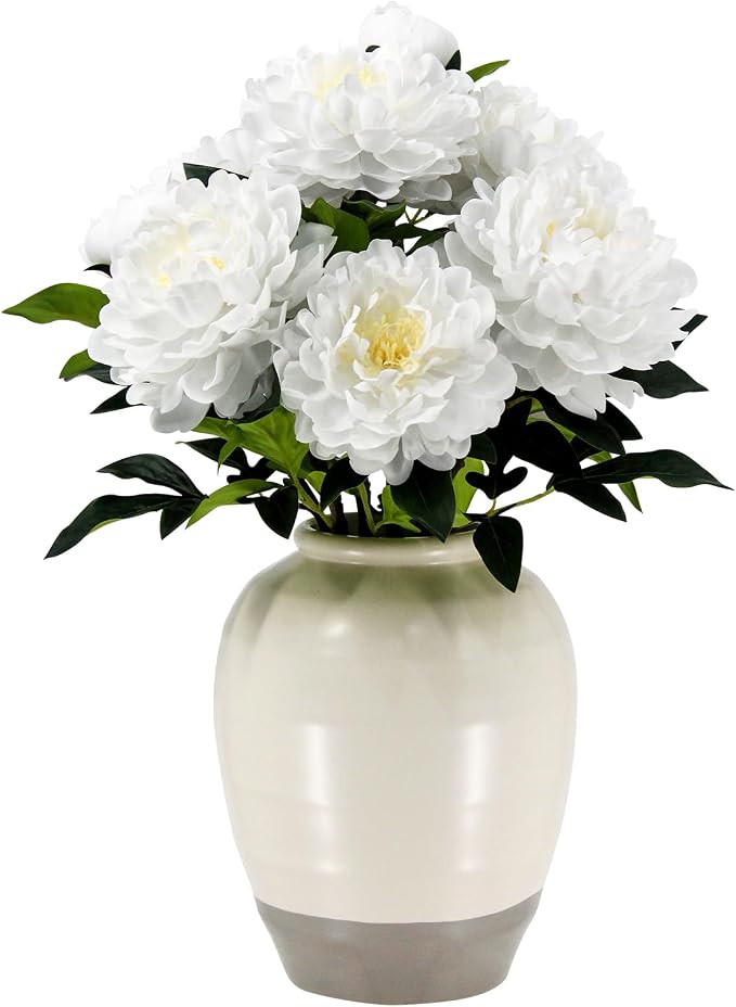 Fake Peony Plant 2FT Tall, Realistic Touch Leaves, Potted Peony Artificial by Unknown