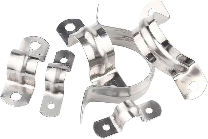 4inch Rigid Support Pipe Strap, 2 Hole U-Tube Strap Clamp, Stainless Steel - Image 3