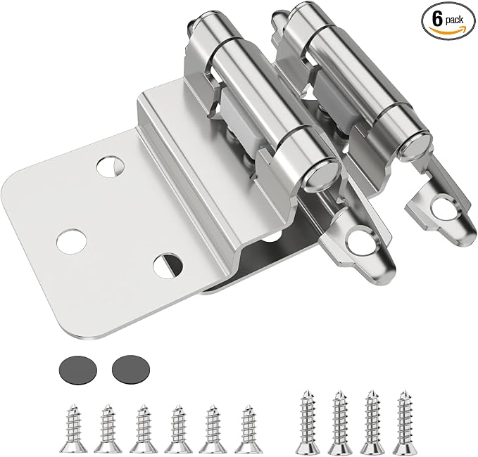 3/8 Inch Inset Cabinet Hinges, 6 Pack Self Closing Flush Face Mount Hinges by CHIBERY-US
