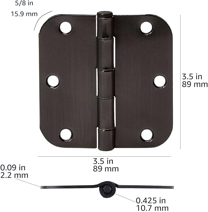 Amazon Basics Rounded 5/8 Radius Interior Door Hinges - Image 5