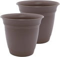 The HC Companies Eclipse Round Planter Pot, 10 Inch, Cappuccino, Attached Saucer by TheHCCompanies