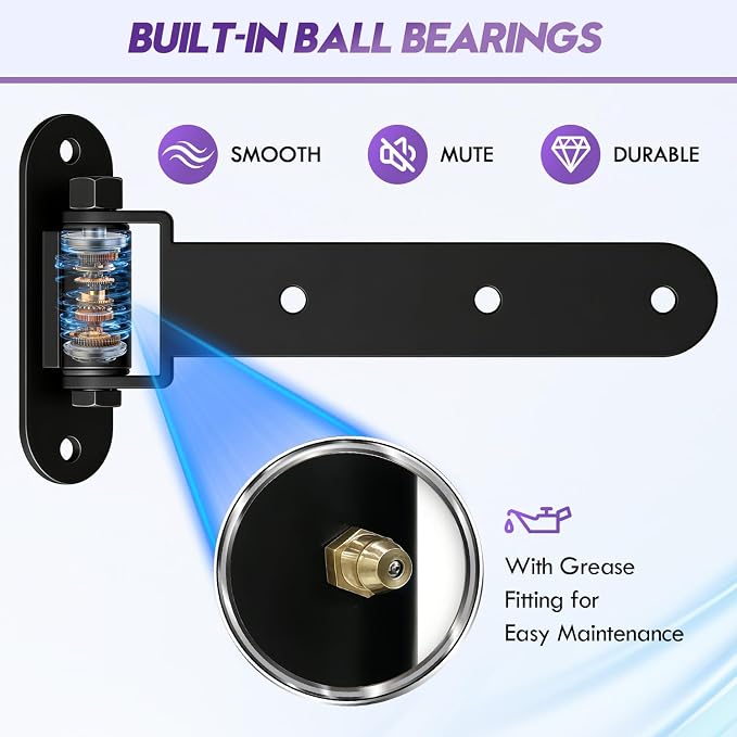 Heavy Duty Gate Hinges 900Lbs, Matte Black | Carbon steel, On - Image 3