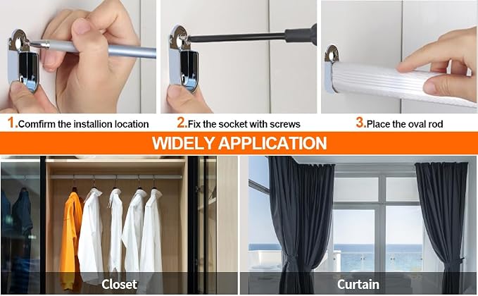 Closet Wardrobe Rod Holder Socket, U-Shaped | End Support Pipe Bracket - Image 5