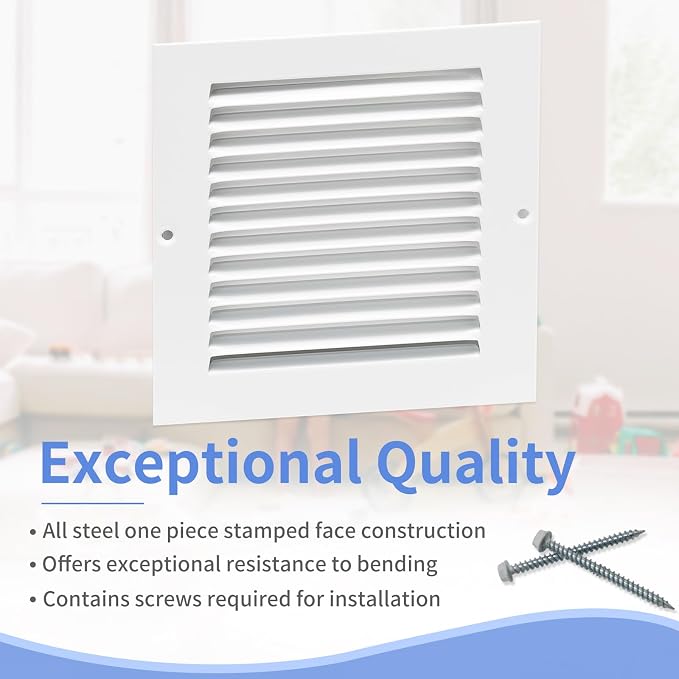 Howeall 6"W x 6"H Steel Return Air Grille, Air Return Vent Cover - Image 2