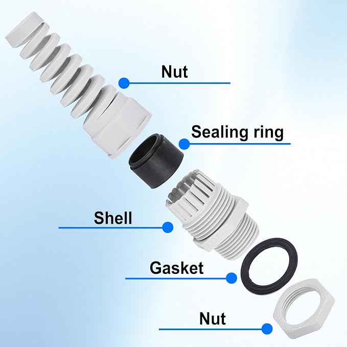 5Pcs NPT 1/4" Flex Spiral Strain Relief Cord IP68 Waterprood Cable Gland Nylon - Image 5