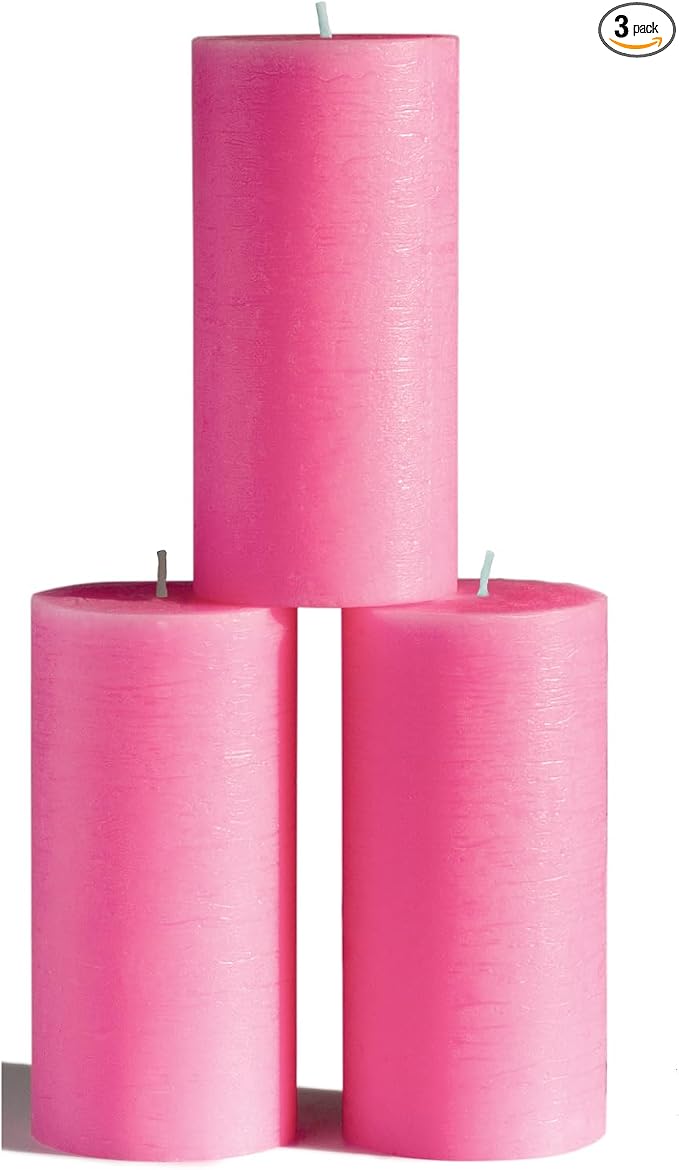 3x6 Pink Pillar Candles Set of 3 by CANDWAX