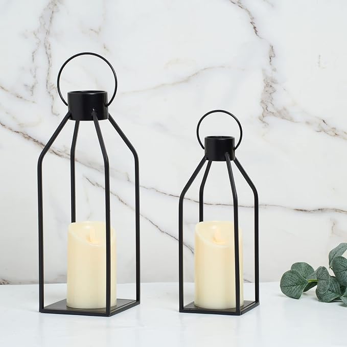 HPC Decor Modern Farmhouse Lanterrn Decor- Black Metal Candle - Image 7