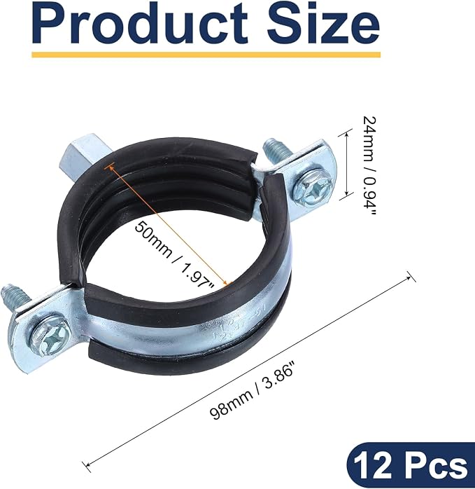 uxcell 12 Pcs Split Ring Pipe Hanger, 50mm/2inch Adjustable Pipe Bracket Clamp - Image 2