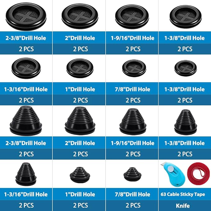 Vrupin 32 Piece Closed Rubber Grommet Firewall Solid Closed Hole Plug Kit - Image 2