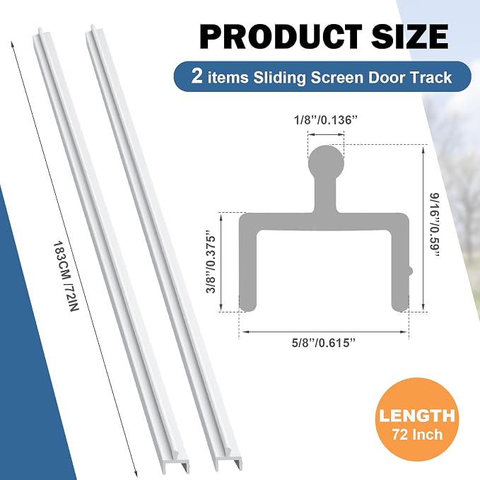 CroBlissful 2 Pcs 72 Inch Sliding Screen Door Track Replacement Modern White - Image 2