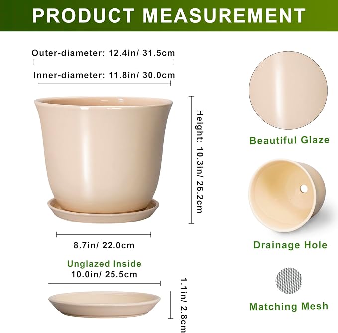 Ceramic Plant Pots, 12 Inch Plant Pot - Image 2