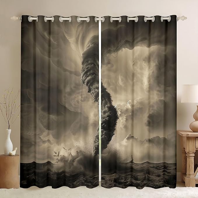 jejeloiu 3D Tornado Blackout Shades Window Treatments Natural Disaster Window by jejeloiu