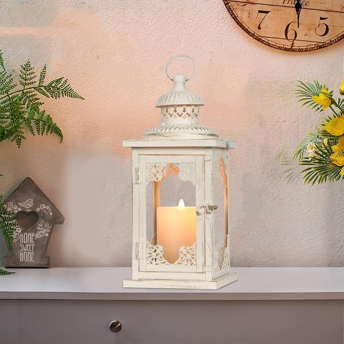 NEEDOMO Large Lanterns Decorative Indoor, Metal Candle Holder Lantern Rustic - Image 9