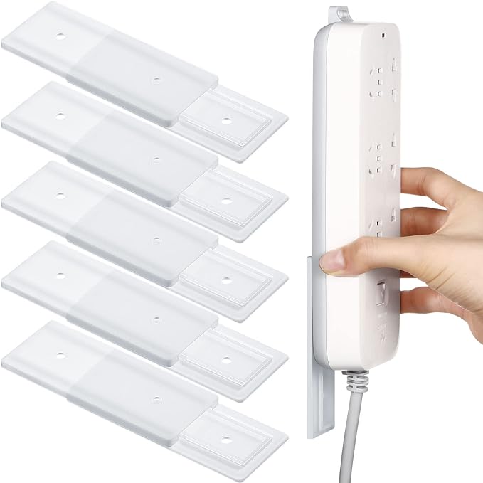 6 Pcs Power Strip Holder Self Adhesive Power Strip Wall Mounted Protector Punch by Yinkin