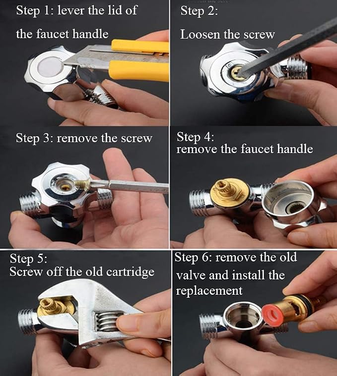 Huashan Replacement Brass Ceramic Disc Stem Cartridge Faucet Valve Quarter Turn - Image 8