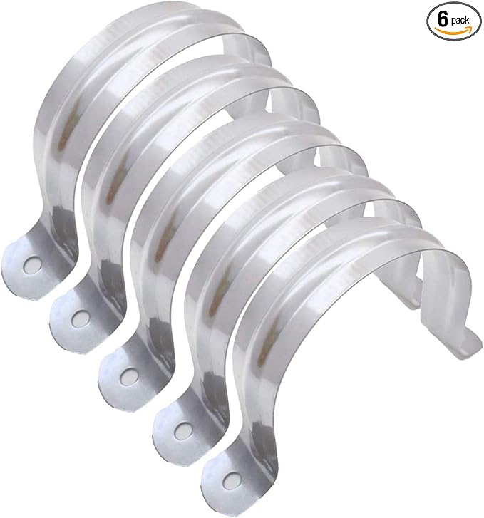 6 Pcs 4inch Rigid Pipe Strap, Two Hole Stainless Steel Strap U Bracket by Unknown