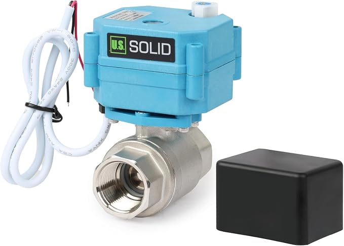 U.S. Solid Motorized Ball Valve – 3/4" 316 Stainless Steel, IP67 Waterproof by USSolid