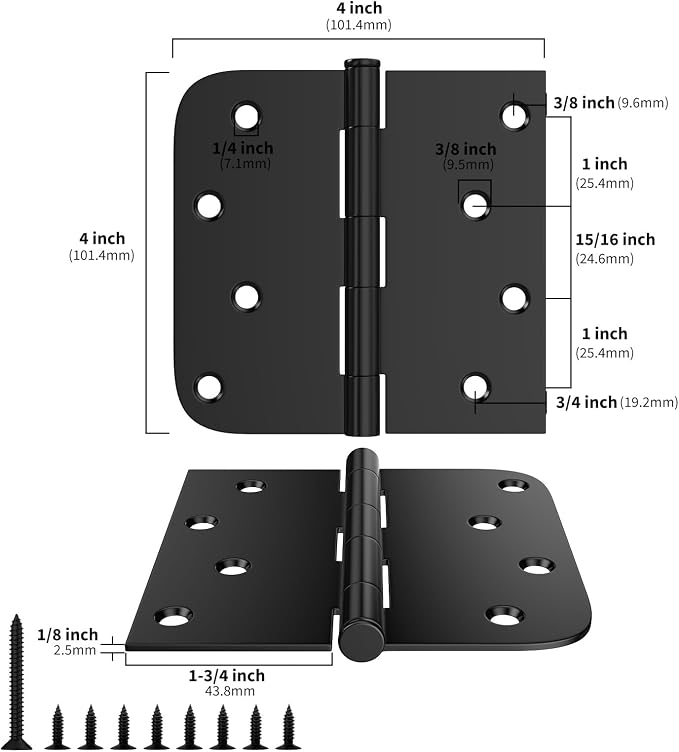 18 Pack goldenwarm 4in Black Door Hinges Interior Door Hinges Black Matte 4 x 4 - Image 2