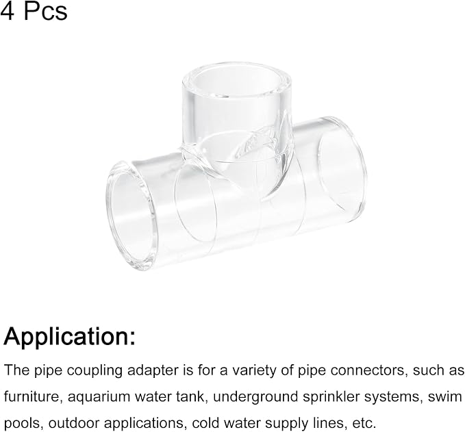 uxcell 4Pcs Clear Elbow Fitting, 20mm/0.79" 3 Way Acrylic Elbow T-Shaped Pipe - Image 3