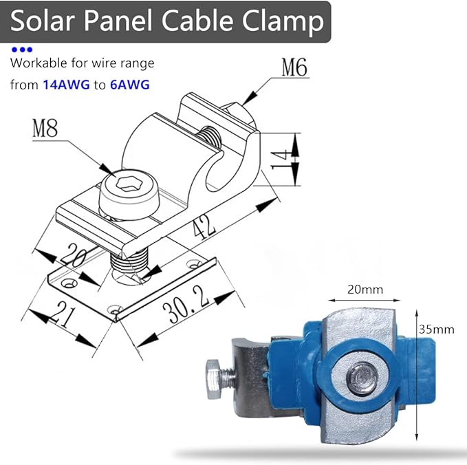Solar Panel Grounding Lug, Bolt-On Cable Clamp - Image 5