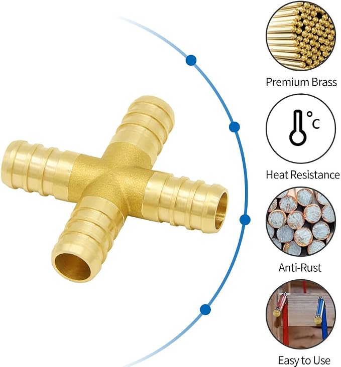 Hooshing 3/4" Pex Fitting 4 Ways Crimp Brass Pipe Fittings - Image 2