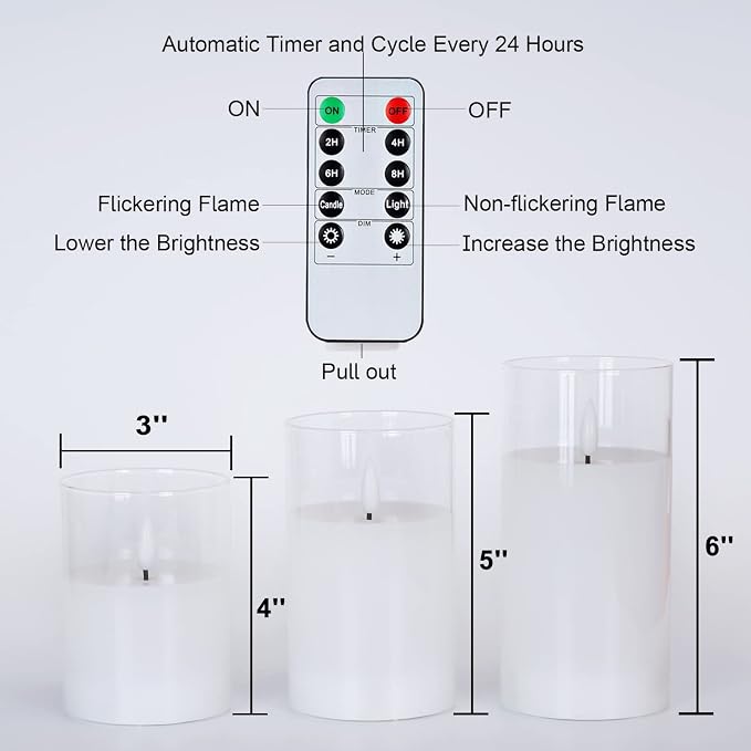 Amagic White Glass Flameless LED Candles Battery Operated - Image 6