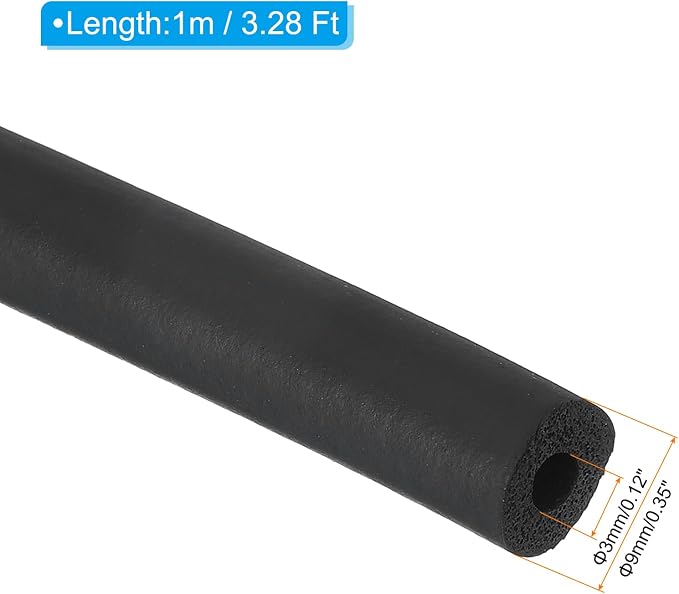 PATIKIL 3mm ID x 9mm OD x 1m Long Pipe Insulation Foam Tube, Pipe Cover Wrap - Image 2